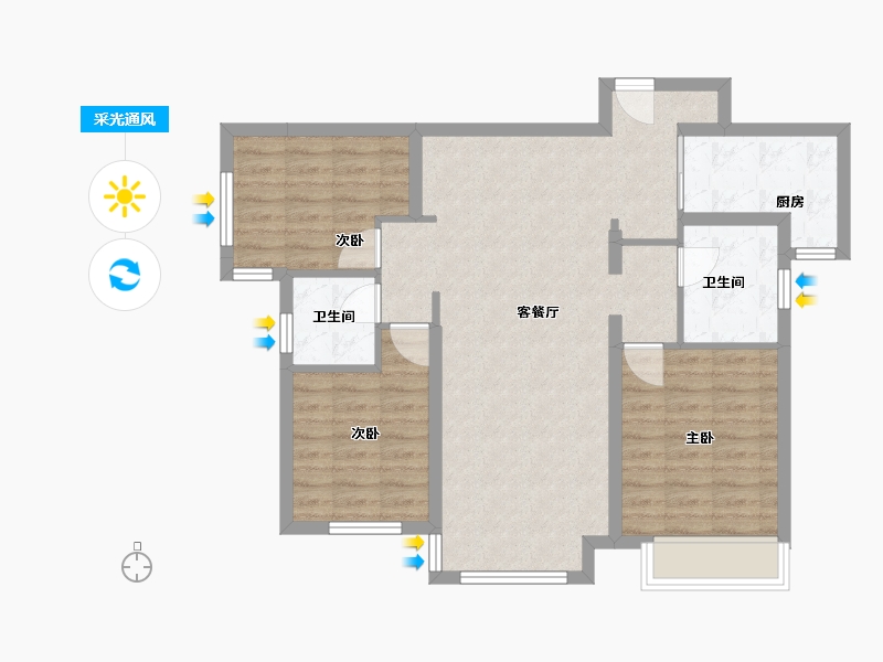 陕西省-西安市-高科麓湾3期-92.00-户型库-采光通风