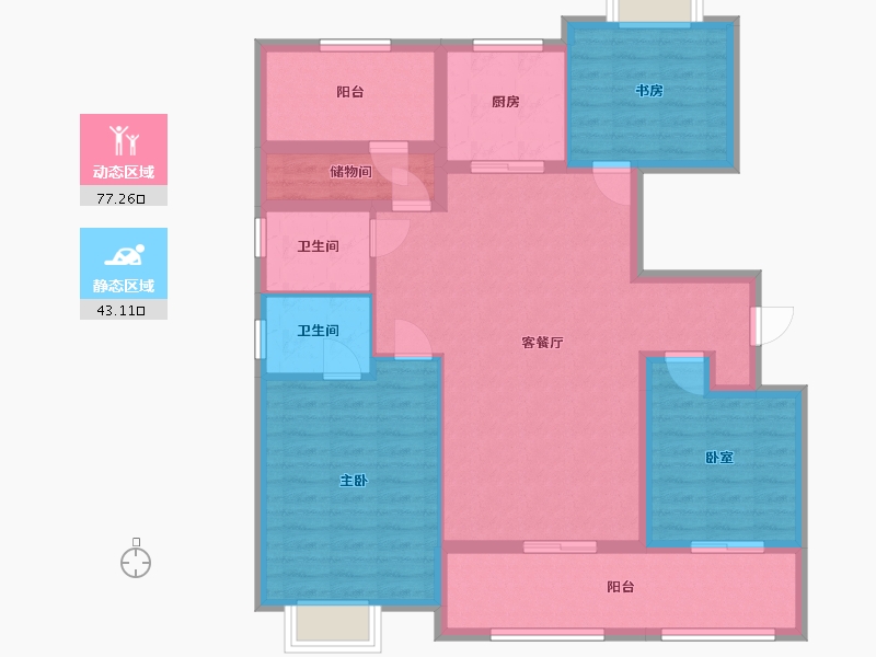 贵州省-遵义市-中海九樾-107.30-户型库-动静分区