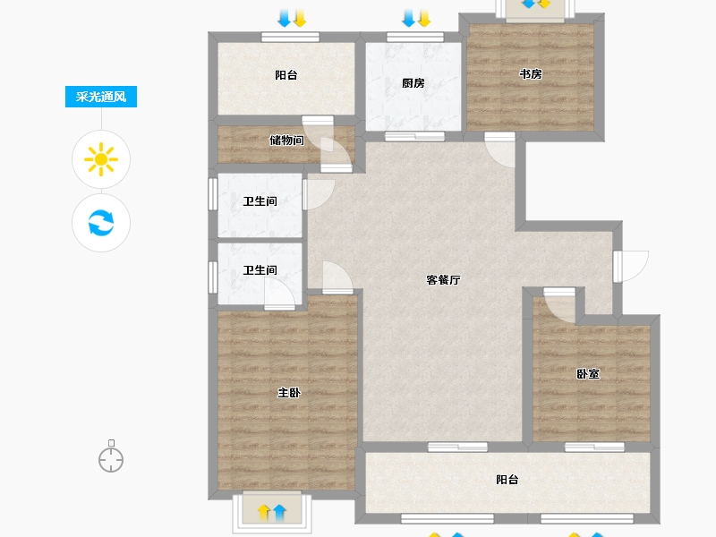 贵州省-遵义市-中海九樾-107.30-户型库-采光通风