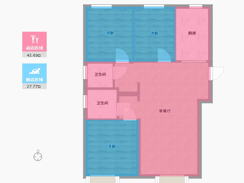 北京-北京市-北清橡树湾-72.64-户型库-动静分区