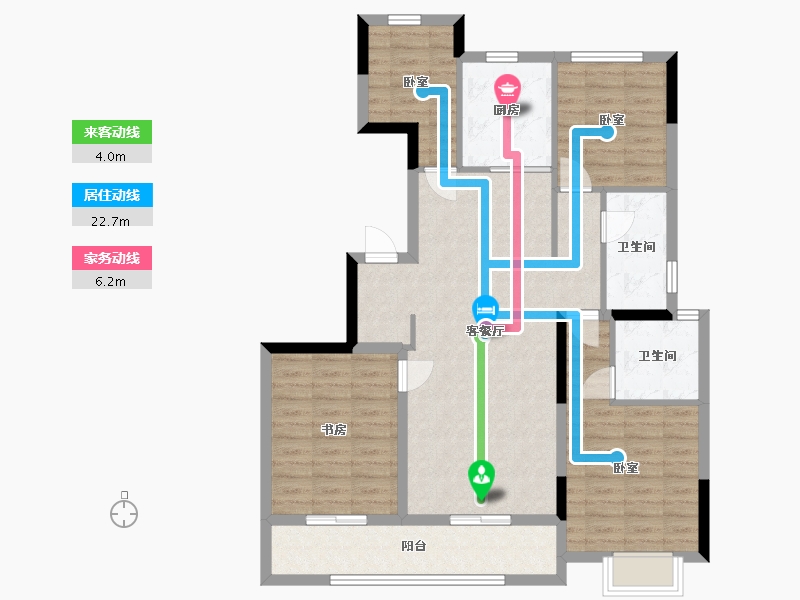 浙江省-杭州市-潮听明月-106.00-户型库-动静线