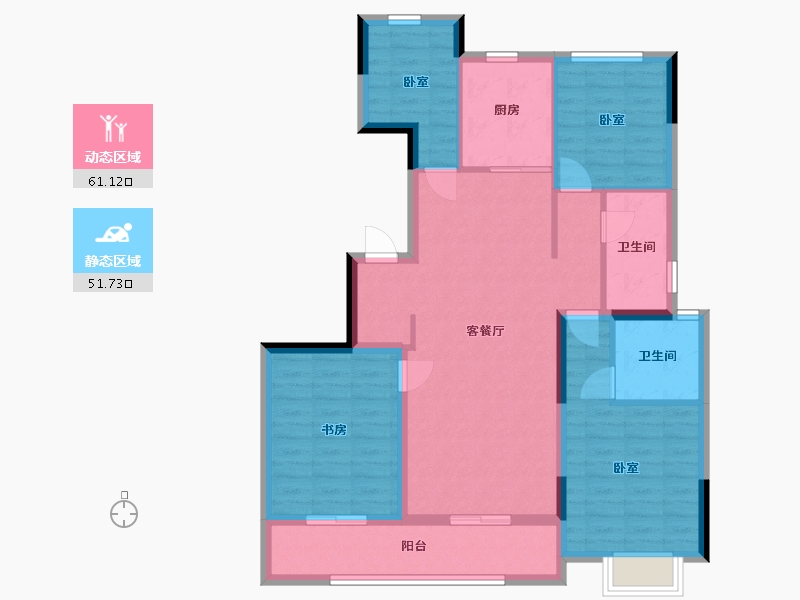 浙江省-杭州市-潮听明月-106.00-户型库-动静分区