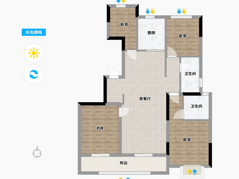 浙江省-杭州市-潮听明月-106.00-户型库-采光通风