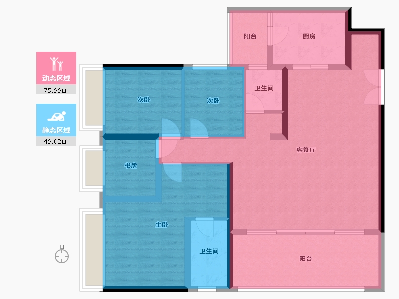 重庆-重庆市-长江天玺-123.00-户型库-动静分区