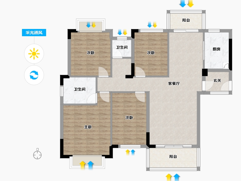 广西壮族自治区-来宾市-悦江雅苑-110.00-户型库-采光通风