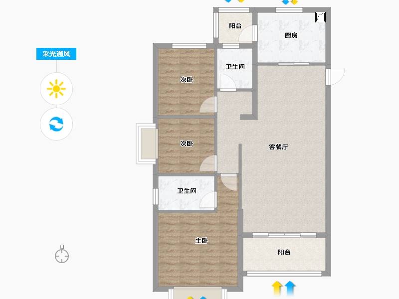 山东省-菏泽市-恒大悦澜庭-95.00-户型库-采光通风