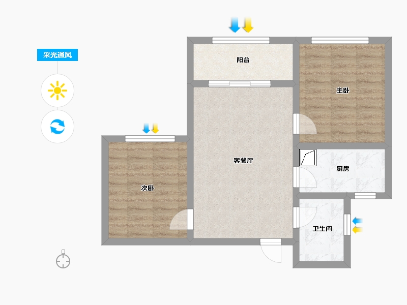 安徽省-合肥市-鹤翔园-60.00-户型库-采光通风