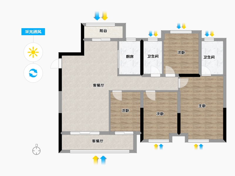 广西壮族自治区-柳州市-蓝城-104.00-户型库-采光通风