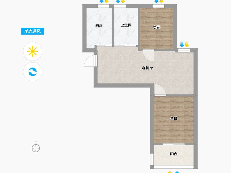 浙江省-杭州市-阳光逸城-51.00-户型库-采光通风