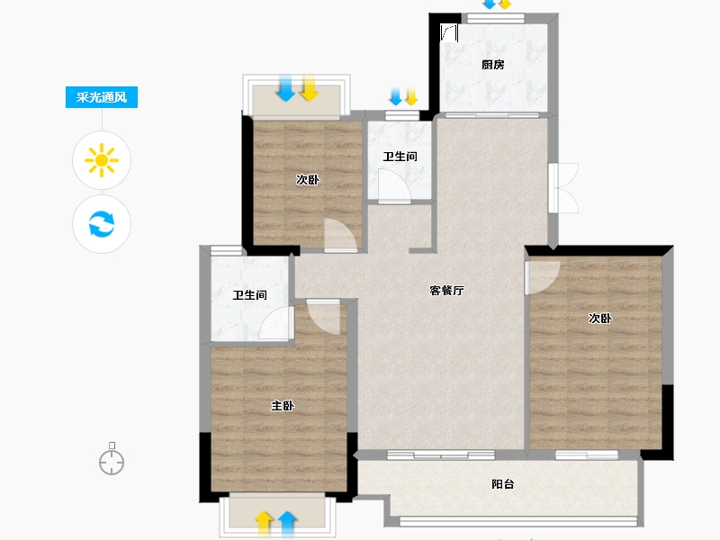 江苏省-盐城市-香江枫景-88.00-户型库-采光通风