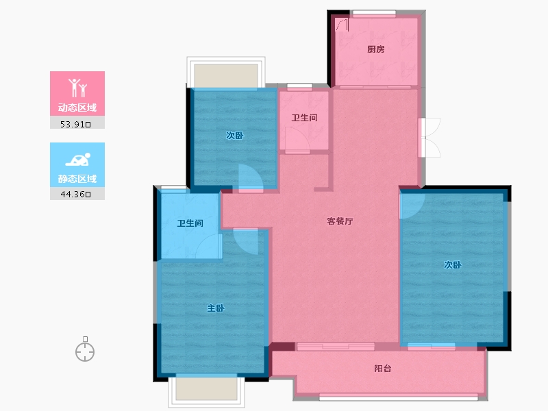 江苏省-盐城市-香江枫景-88.00-户型库-动静分区