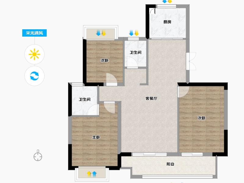 江苏省-盐城市-香江枫景-88.00-户型库-采光通风