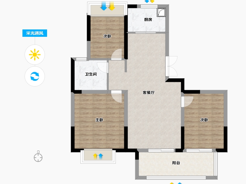 江苏省-盐城市-香江枫景-86.40-户型库-采光通风