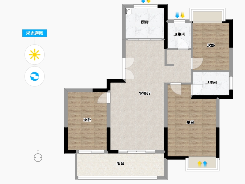 江苏省-盐城市-香江枫景-95.00-户型库-采光通风