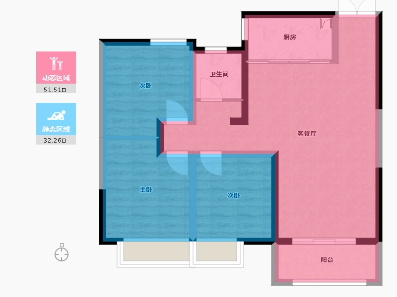 陕西省-咸阳市-凤鸣小区-89.00-户型库-动静分区