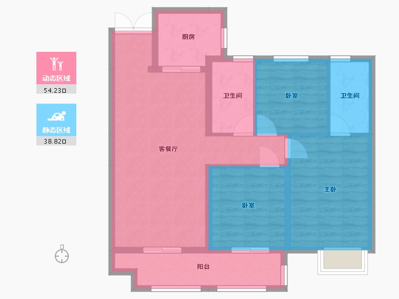 陕西省-榆林市-亚都锦阳府-107.97-户型库-动静分区