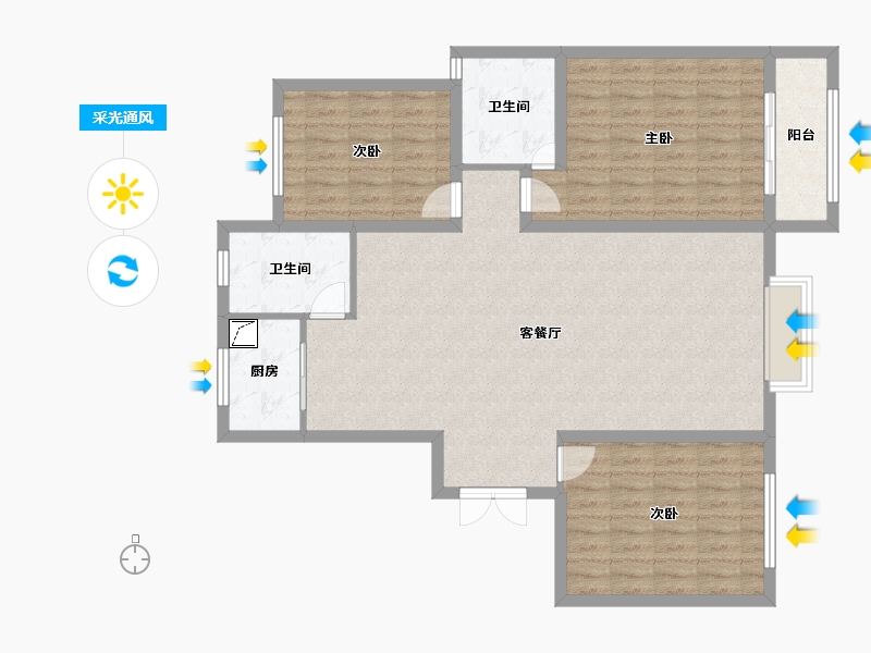 河北省-石家庄市-润江新华壹号院-110.00-户型库-采光通风