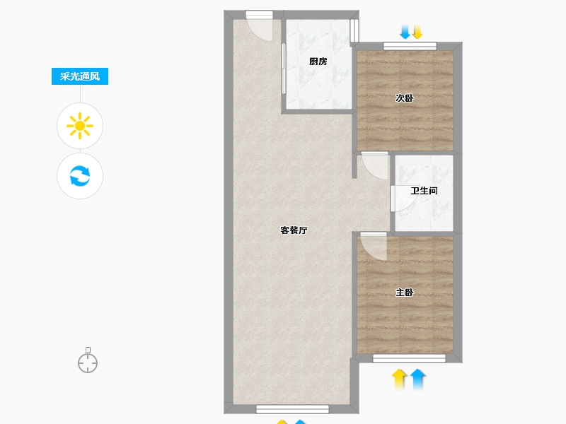 内蒙古自治区-呼和浩特市-江山风华-65.60-户型库-采光通风