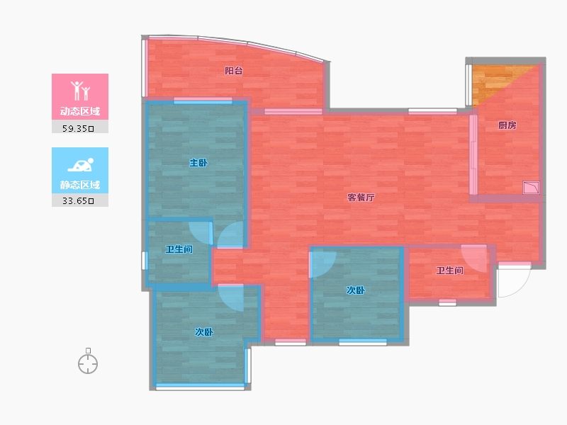 四川省-成都市-千禧河畔(D区)-85.09-户型库-动静分区