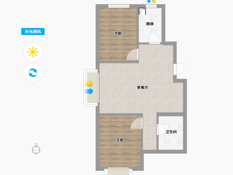 辽宁省-大连市-恒大雅苑-60.09-户型库-采光通风