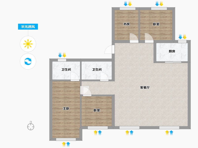 河北省-廊坊市-金地都会风华-100.00-户型库-采光通风