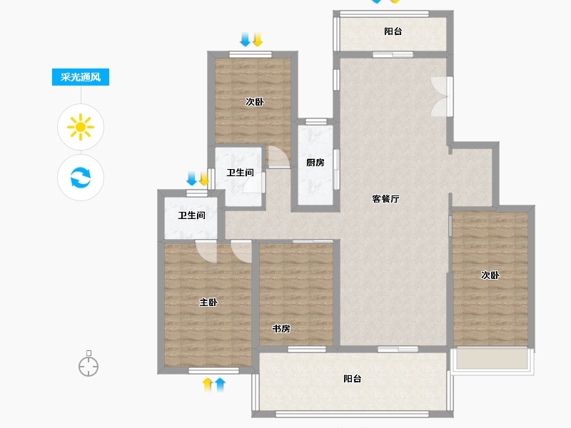 湖北省-十堰市-汉成世家-138.00-户型库-采光通风