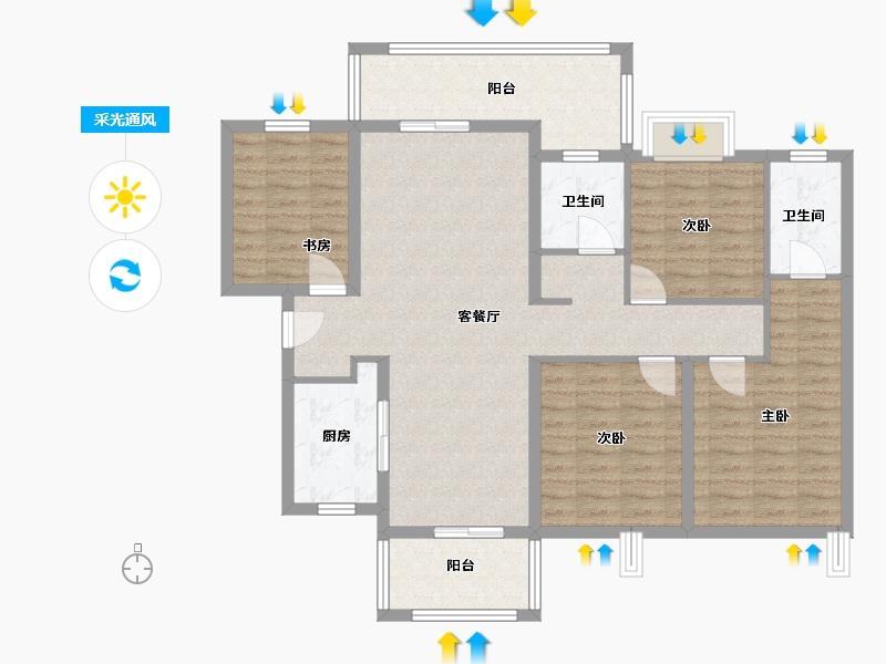 湖南省-湘潭市-大汉龙云台-110.00-户型库-采光通风