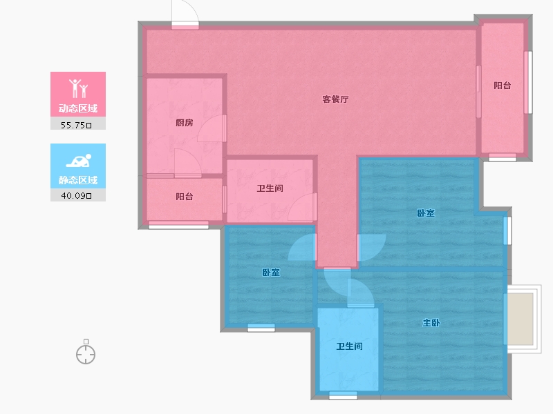 重庆-重庆市-公园大道菁澜一组团-91.00-户型库-动静分区