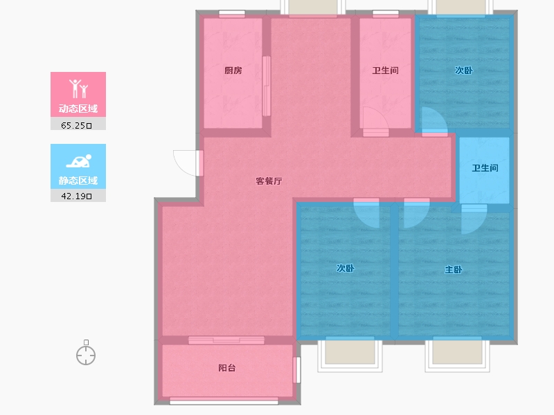 陕西省-西安市-公园新世纪-92.00-户型库-动静分区