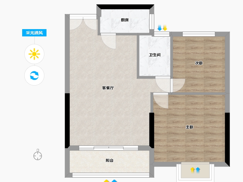 浙江省-温州市-景广嘉园-65.00-户型库-采光通风