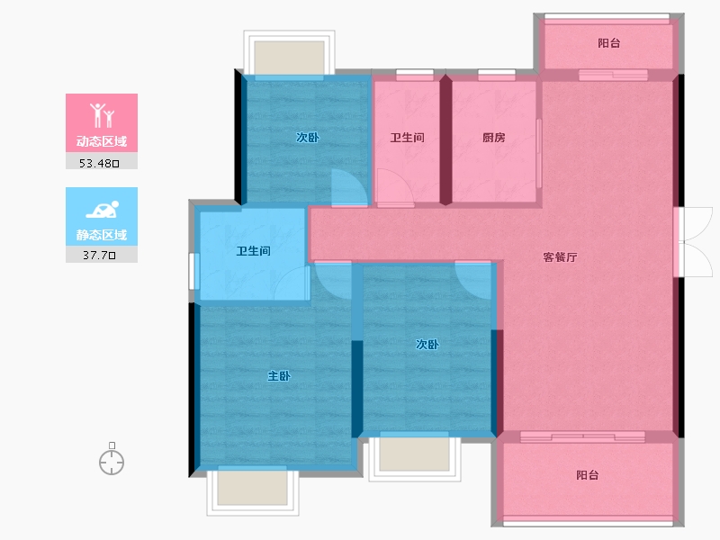 江西省-赣州市-东方君庭-89.15-户型库-动静分区