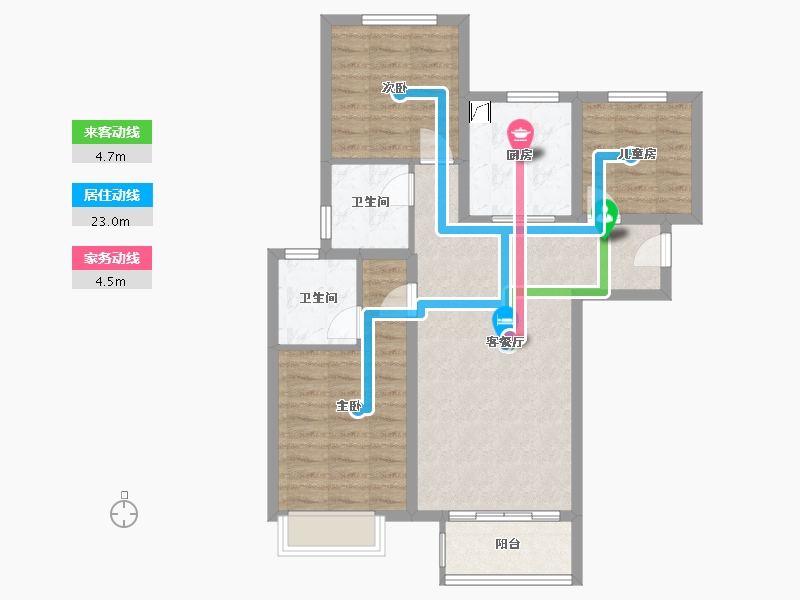 陕西省-渭南市-渭南万科城-84.11-户型库-动静线