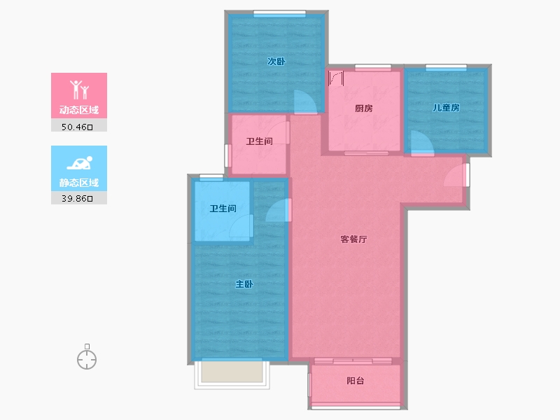 陕西省-渭南市-渭南万科城-84.11-户型库-动静分区