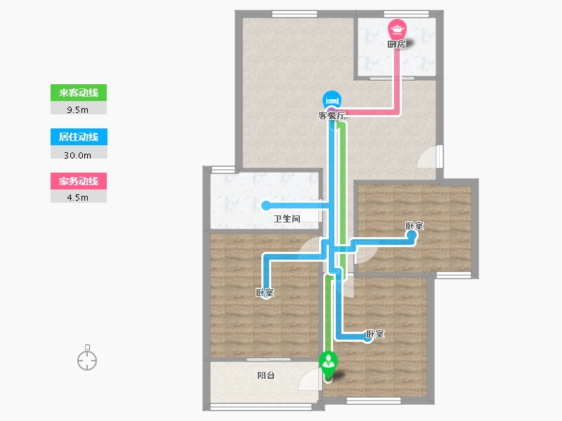 江苏省-苏州市-西塘小区-96.00-户型库-动静线