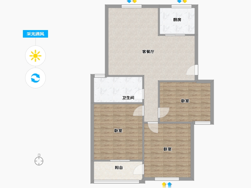 江苏省-苏州市-西塘小区-96.00-户型库-采光通风