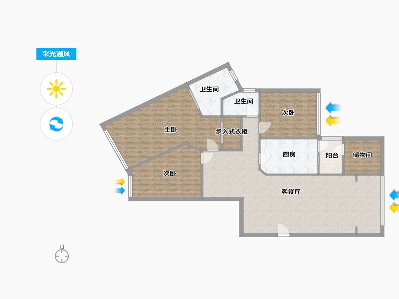 四川省-成都市-康河郦景-一、二期-100.00-户型库-采光通风