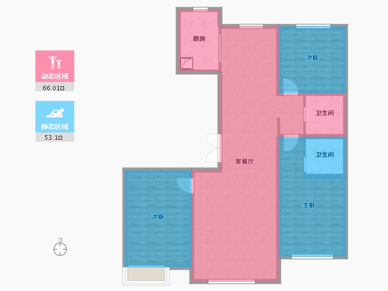 内蒙古自治区-通辽市-叫来河悦府-126.00-户型库-动静分区