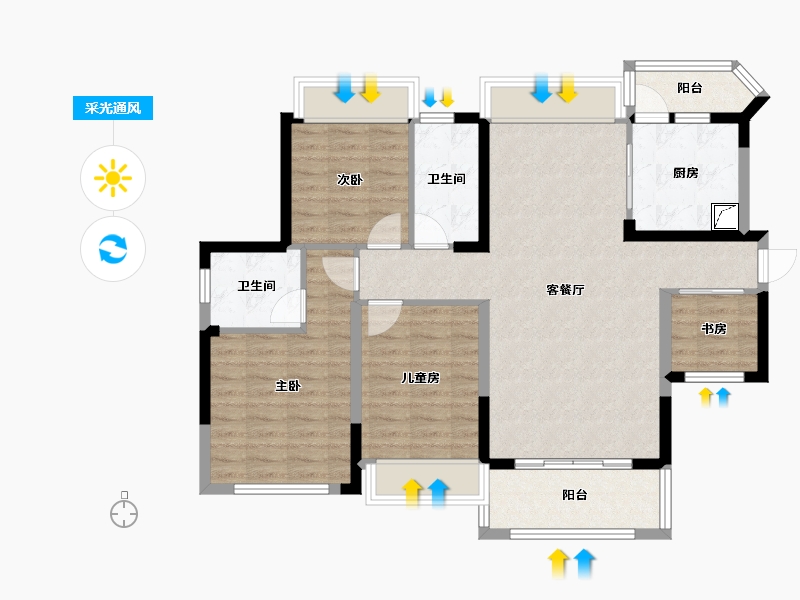 贵州省-贵阳市-御湖尚城-95.00-户型库-采光通风