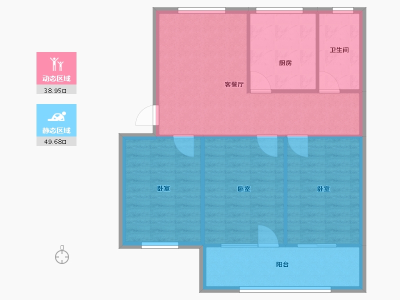 河南省-郑州市-二七建筑公司家属院-81.00-户型库-动静分区