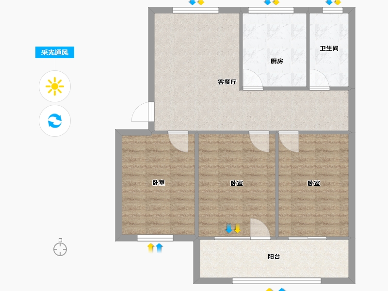 河南省-郑州市-二七建筑公司家属院-81.00-户型库-采光通风