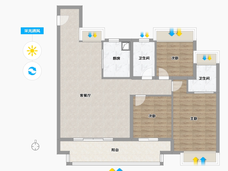 江苏省-苏州市-琥珀澜庭-99.00-户型库-采光通风