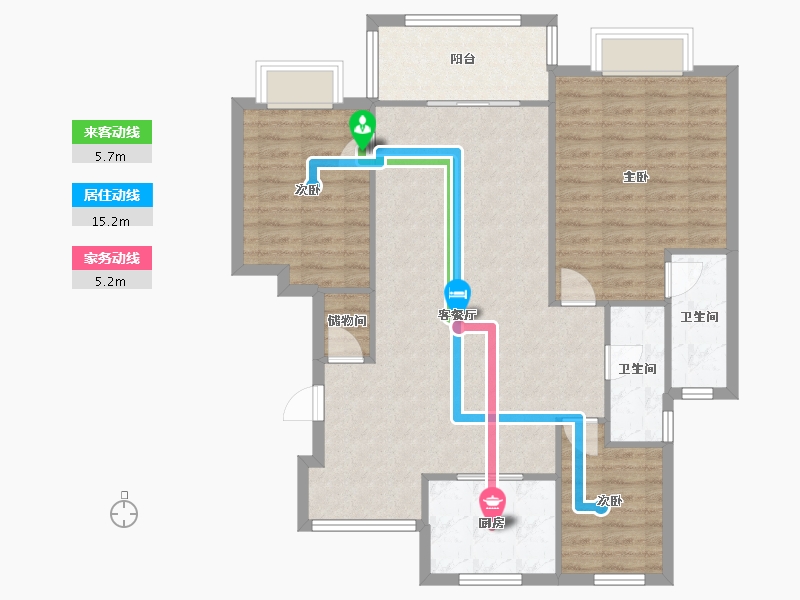 湖北省-武汉市-中谷苑-104.00-户型库-动静线