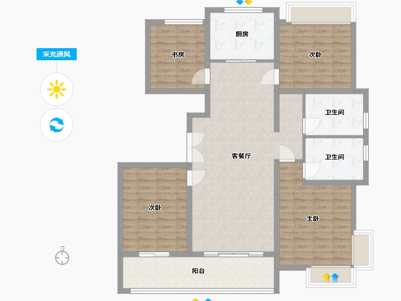 安徽省-淮北市-澜墅颐景南区-134.00-户型库-采光通风