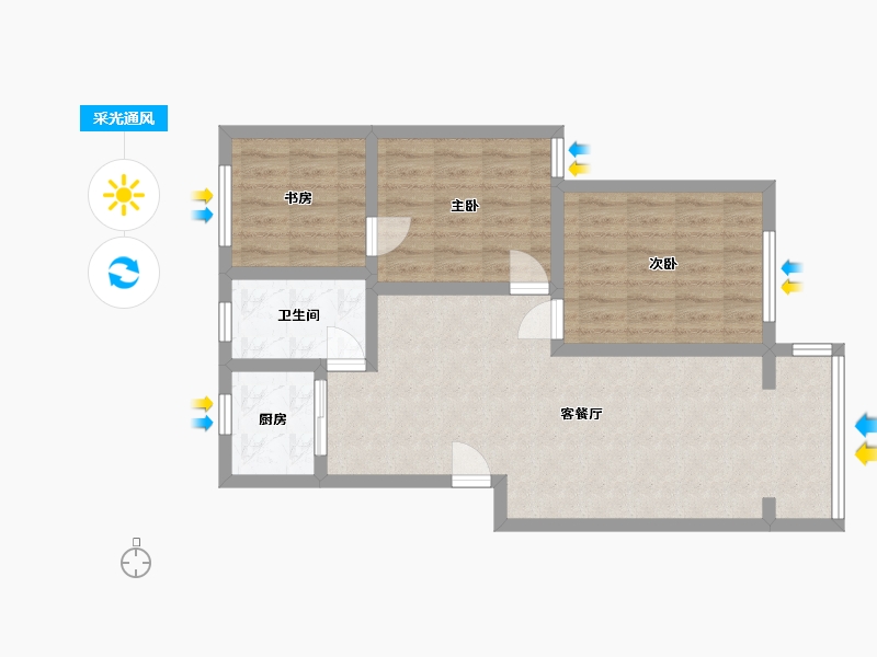 江苏省-苏州市-现代花园-70.00-户型库-采光通风