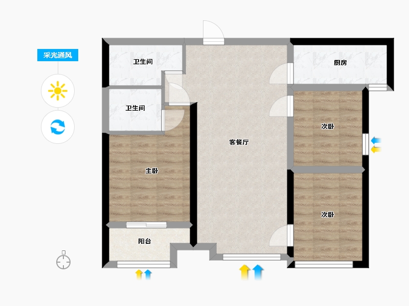 陕西省-西安市-忆江南-79.00-户型库-采光通风