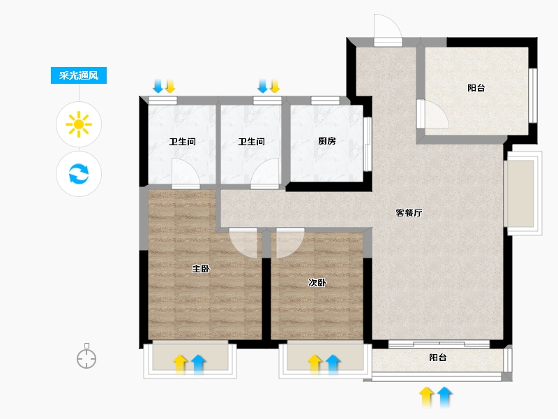 广东省-珠海市-天地源上唐府-75.00-户型库-采光通风