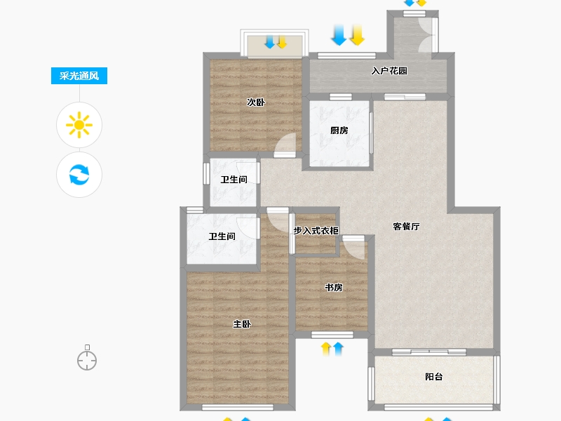 四川省-成都市-华夏上海城-104.00-户型库-采光通风