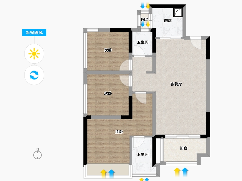 四川省-宜宾市-悠南山-85.00-户型库-采光通风