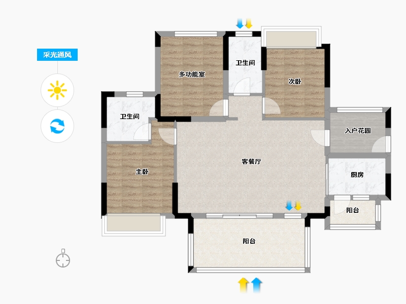 海南省-陵水黎族自治县-富力湾云海阁二期-110.00-户型库-采光通风