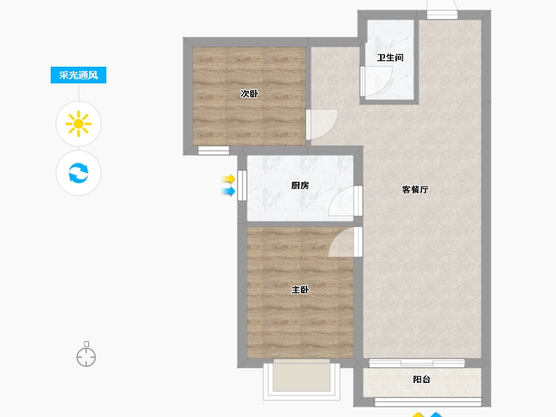 北京-北京市-金隅凤栖家园-61.75-户型库-采光通风